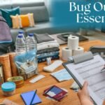 bug out bag on counter with contents