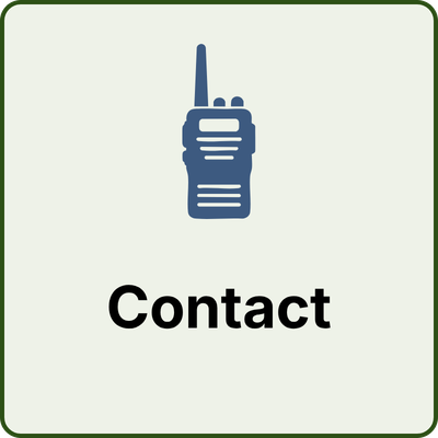 Communication - Totally Prepped Contact button with a blue walkie-talkie icon